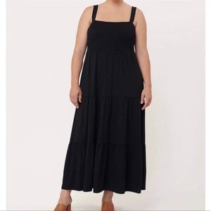 Smocked Tiered Maxi Dress - Black - Size XL